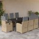 9 részes vegyes bézs polyrattan kerti étkezőgarnitúra párnákkal