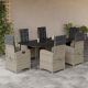 7 részes világosszürke polyrattan kerti étkezőszett párnával