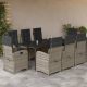9részes világosszürke polyrattan kerti étkezőgarnitúra párnával