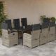 9részes világosszürke polyrattan kerti étkezőgarnitúra párnával