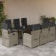 9részes világosszürke polyrattan kerti étkezőgarnitúra párnával