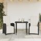 3 részes fekete polyrattan bisztrógarnitúra párnával