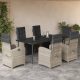 7 részes világosszürke polyrattan kerti étkezőszett párnával