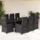 9 részes fekete polyrattan kerti étkezőgarnitúra párnákkal