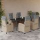 7 részes vegyes bézs polyrattan kerti étkezőgarnitúra párnákkal