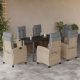7 részes vegyes bézs polyrattan kerti étkezőgarnitúra párnákkal