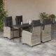 5részes világosszürke polyrattan kerti étkezőgarnitúra párnával
