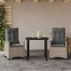 3részes világosszürke polyrattan kerti étkezőgarnitúra párnával