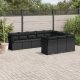 10 részes fekete polyrattan kerti ülőgarnitúra párnákkal