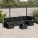 8 részes fekete polyrattan kerti ülőgarnitúra párnákkal
