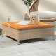 Bézs polyrattan és akácfa kerti asztal 70 x 70 x 25 cm