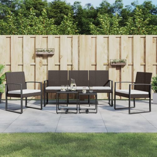 5 részes barna polyrattan kerti étkezőgarnitúra párnákkal