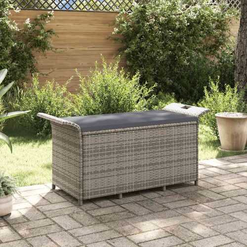 Barna polyrattan kerti pad párnával 116 x 46 x 57 cm