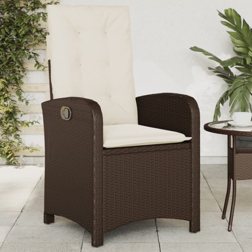 Barna polyrattan dönthető kerti szék párnákkal