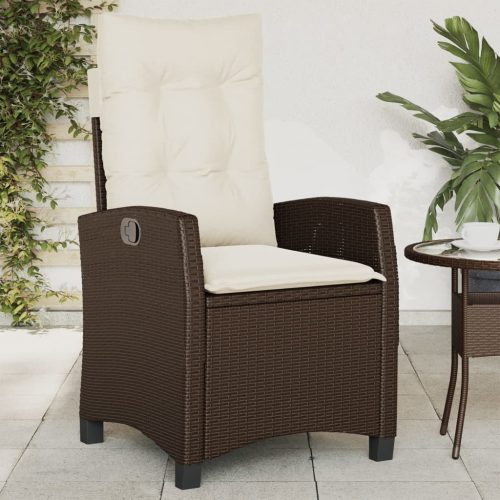 Barna polyrattan dönthető kerti szék párnákkal