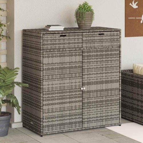 Szürke polyrattan kerti tárolószekrény 105 x 55 x 113 cm