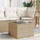 bézs polyrattan üveglapos kerti asztal 55 x 55 x 37 cm