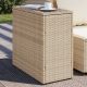 Bézs polyrattan kerti kisasztal üveg asztallappal 58x27,5x55 cm