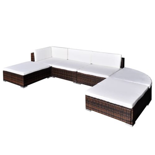 6 részes barna polyrattan kerti ülőgarnitúra párnákkal