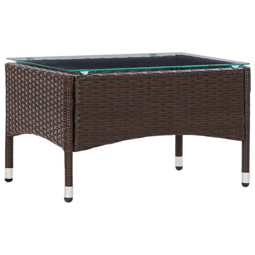 Barna polyrattan dohányzóasztal 60 x 40 x 36 cm