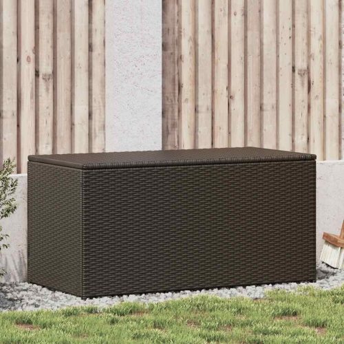Barna kerti polyrattan tárolóláda 100 x 50 x 50 cm