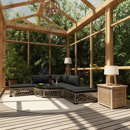 6 részes szürke polyrattan kerti ülőgarnitúra párnákkal