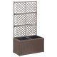 Barna rácsos polyrattan magaságyás 2 kaspóval 58 x 30 x 107 cm