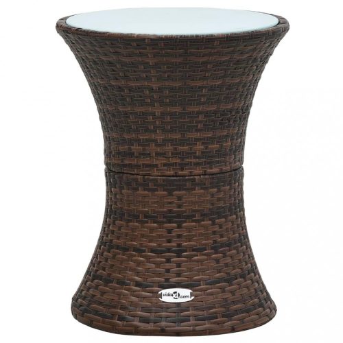 barna polyrattan kerti dob alakú kisasztal