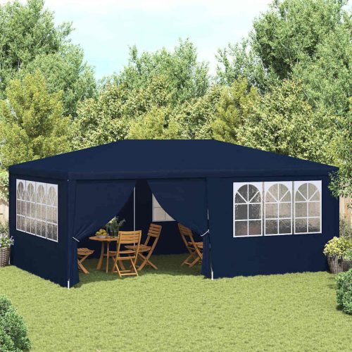 Kék rendezvénysátor oldalfalakkal 4 x 6 m 90 g/m²