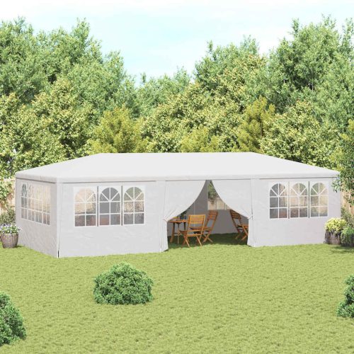 Fehér rendezvénysátor oldalfalakkal 4 x 9 m 90 g/m²