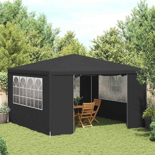 Antracitszürke rendezvénysátor oldalfalakkal 4 x 4 m 90 g/m²