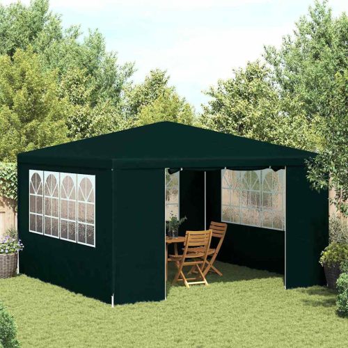 Zöld rendezvénysátor oldalfalakkal 4 x 4 m 90 g/m²