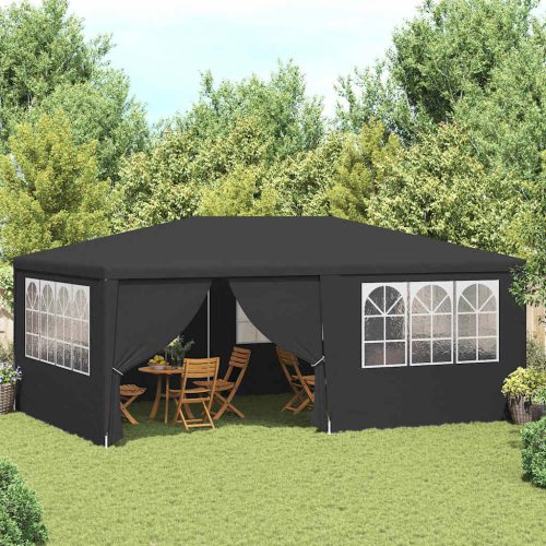 Antracitszürke rendezvénysátor oldalfalakkal 4 x 6 m 90 g/m²