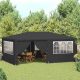 Antracitszürke rendezvénysátor oldalfalakkal 4 x 6 m 90 g/m²