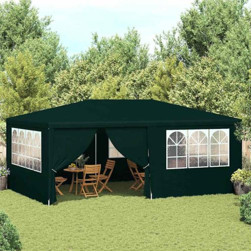 Zöld rendezvénysátor oldalfalakkal 4 x 6 m 90 g/m²