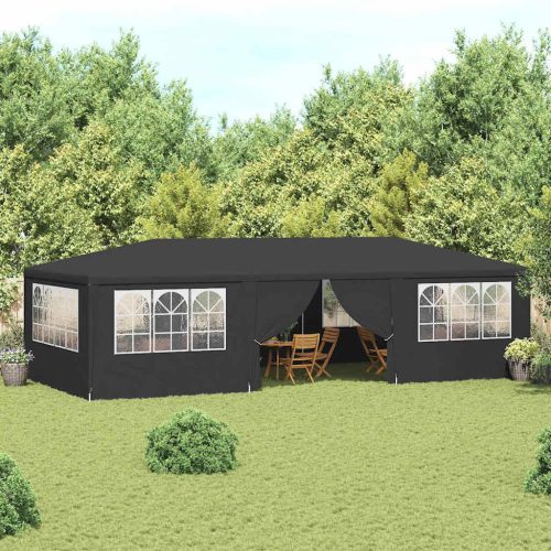 Antracitszürke rendezvénysátor oldalfalakkal 4 x 9 m 90 g/m²
