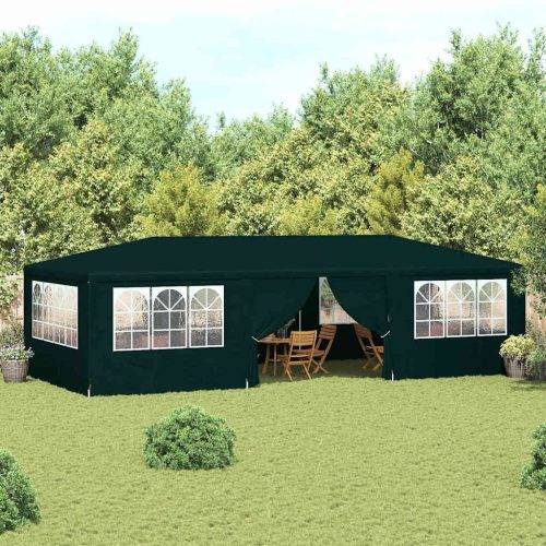 Zöld rendezvénysátor oldalfalakkal 4 x 9 m 90 g/m²