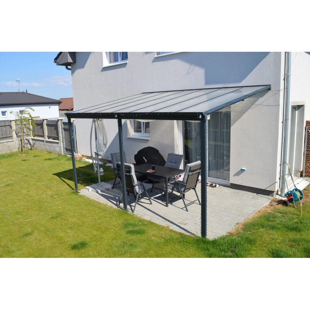 alumínium pergola LANITPLAST WALL 53 antracit + clear PC LG2129